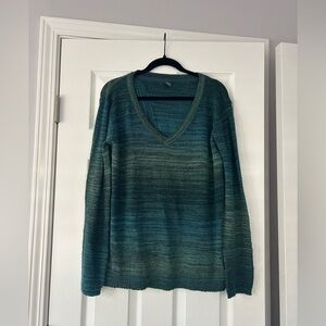Prana Blue Green Ombré Acrylic Wool Tunic Sweater XL